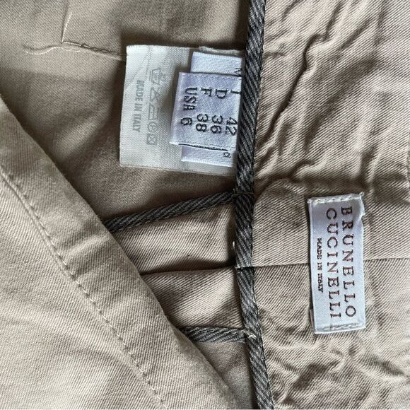 Brunello Cucinelli Cotton Blend High Rise Straight Leg Pants - Picture 5 of 7